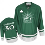 Reebok New York Rangers 30 Men's Henrik Lundqvist Green Authentic St Patty's Day NHL Jersey