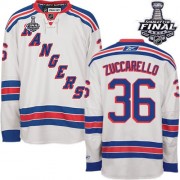 Reebok New York Rangers 36 Men's Mats Zuccarello White Authentic Away 2014 Stanley Cup NHL Jersey
