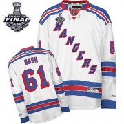 Reebok New York Rangers 61 Men's Rick Nash White Authentic Away 2014 Stanley Cup NHL Jersey