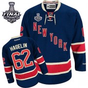 Reebok New York Rangers 62 Men's Carl Hagelin Navy Blue Premier Third 2014 Stanley Cup NHL Jersey