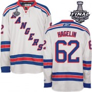 Reebok New York Rangers 62 Men's Carl Hagelin White Premier Away 2014 Stanley Cup NHL Jersey