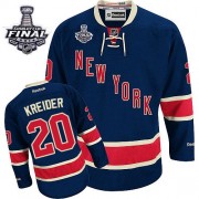 Reebok New York Rangers 20 Men's Chris Kreider Navy Blue Authentic Third 2014 Stanley Cup NHL Jersey