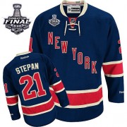 Reebok New York Rangers 21 Men's Derek Stepan Navy Blue Authentic Third 2014 Stanley Cup NHL Jersey