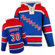 Old Time Hockey New York Rangers 30 Men's Henrik Lundqvist Royal Blue Authentic Sawyer Hooded Sweatshirt NHL Jersey