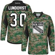 Reebok New York Rangers 30 Men's Henrik Lundqvist Camo Authentic Veterans Day Practice NHL Jersey
